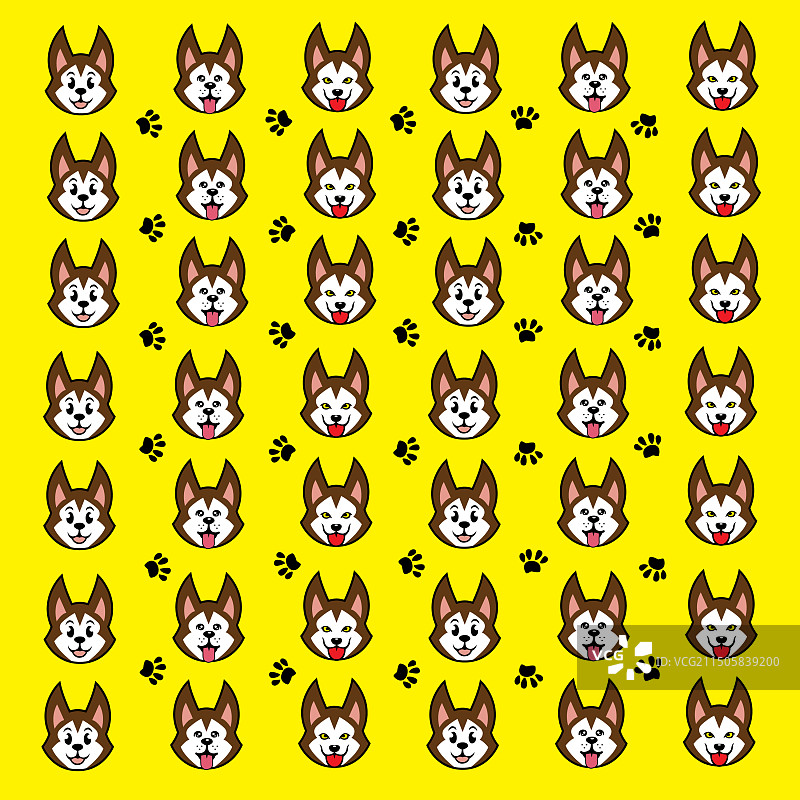 可爱的狗和爪子无缝图案图片素材