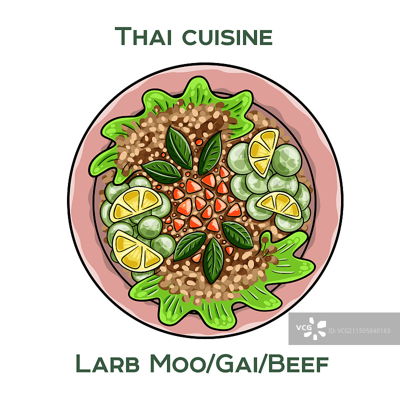 传统泰式猪肉碎沙拉图片素材