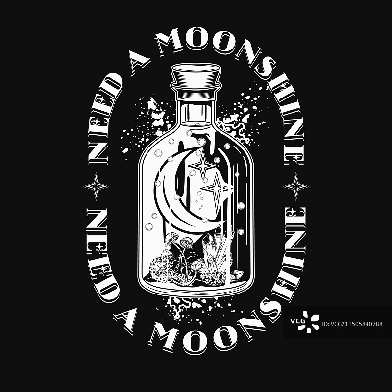 漫画风格酒标与大瓶私酿酒图片素材