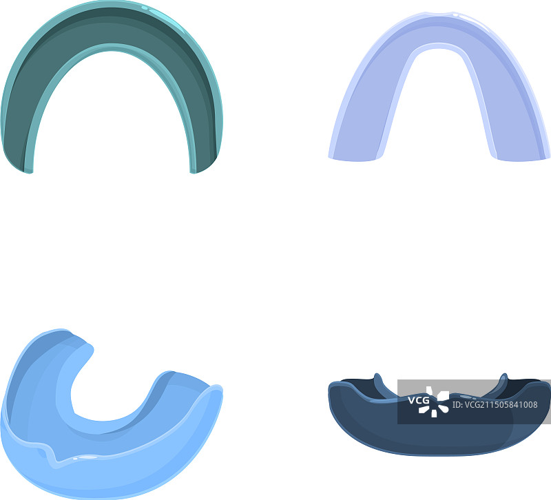 彩色牙套套装（白色背景）图片素材