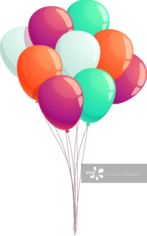 氦气漂浮的一束彩色气球图片素材