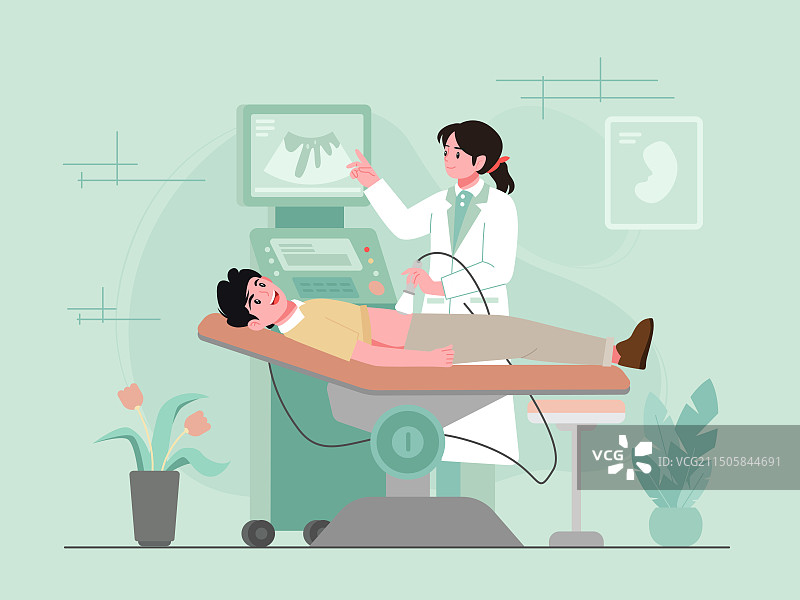 一个女医生正在给病人做B超检查图片素材