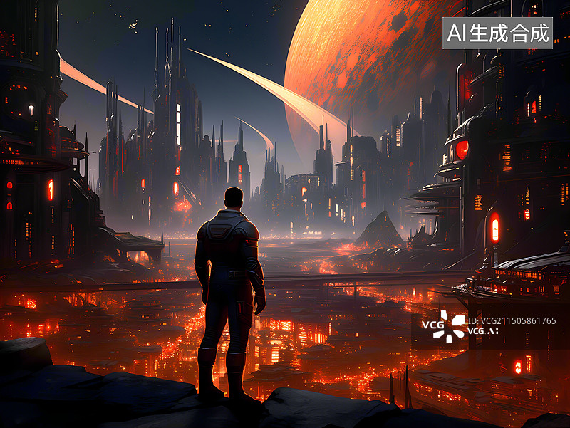 【AI数字艺术】游戏原画科幻感场景图片素材