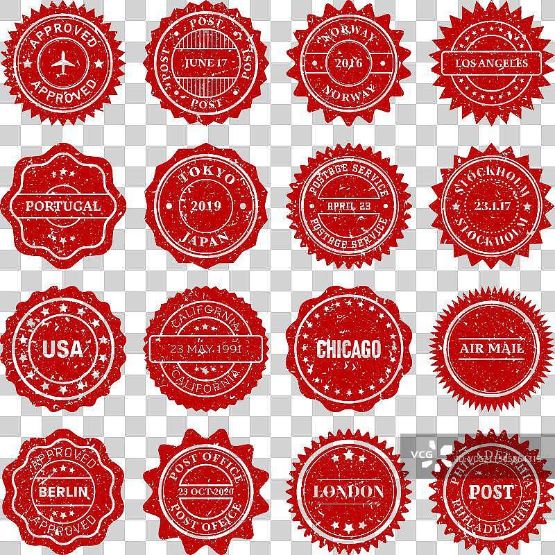 邮票标签和徽章Grunge印记图片素材