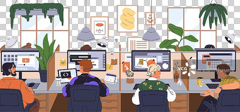办公室职员坐在办公桌前图片素材