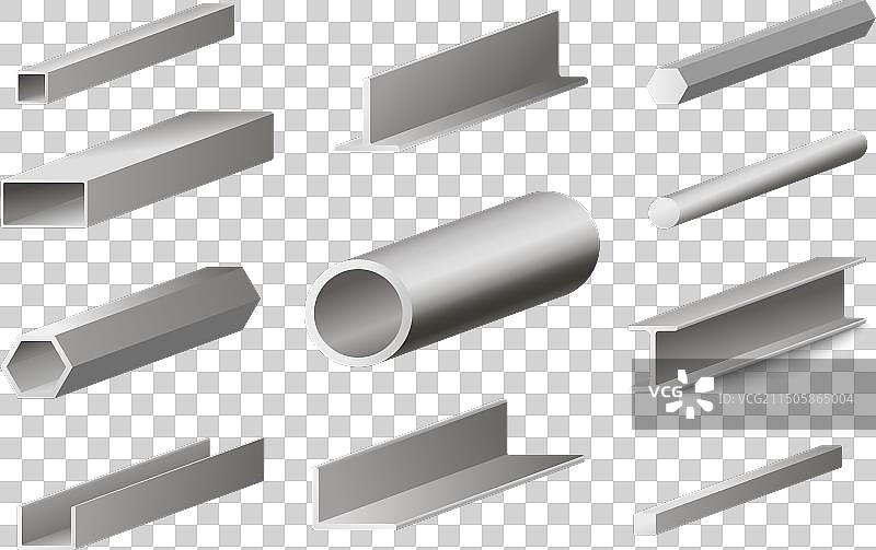 不同的金属型材建筑材料图片素材