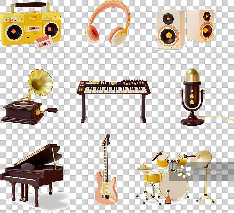 3D乐器套装卡通风格图片素材