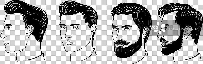 有胡子和发型的男人面部图片素材