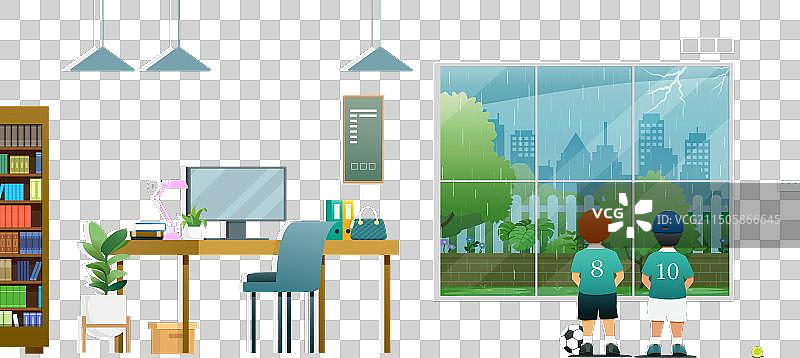 雨季让孩子们感到无聊图片素材