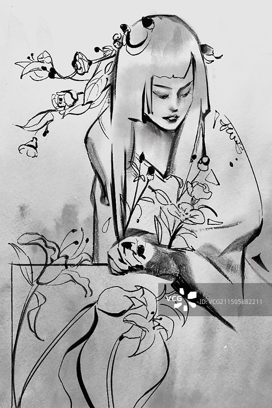 速写女子图片素材