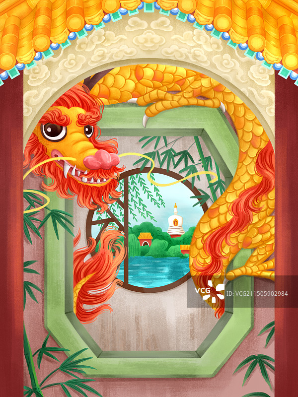 皇宫三重门和金龙图片素材