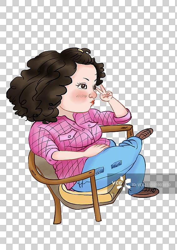 坐着的女孩元素图片素材