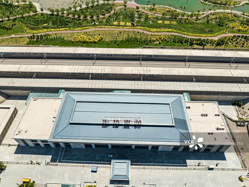甘肃张掖西站航拍图片素材