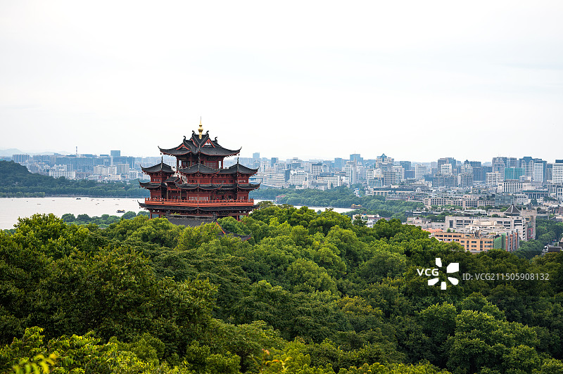 从江湖汇观亭看城隍阁图片素材