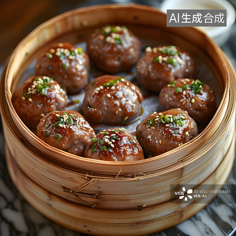【AI数字艺术】美味的红烧丸子图片素材