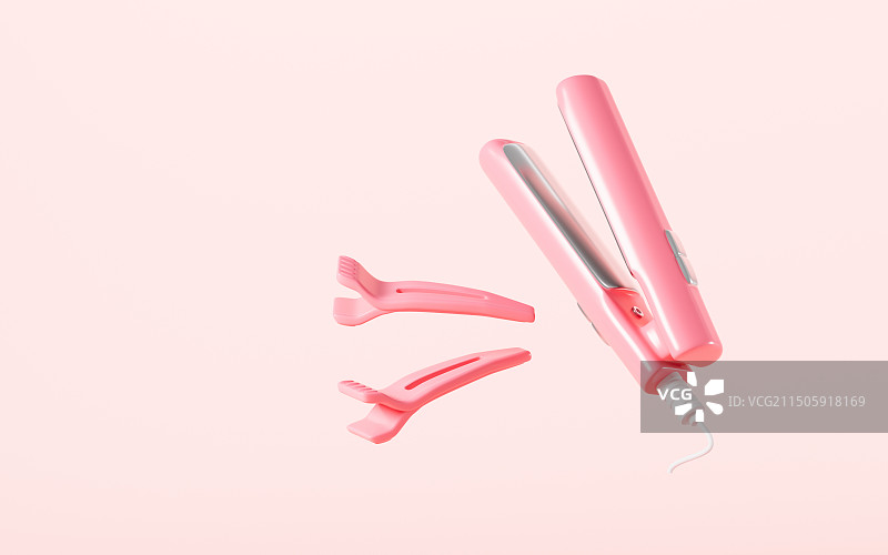 卡通直发器美容美发主题3D渲染图片素材