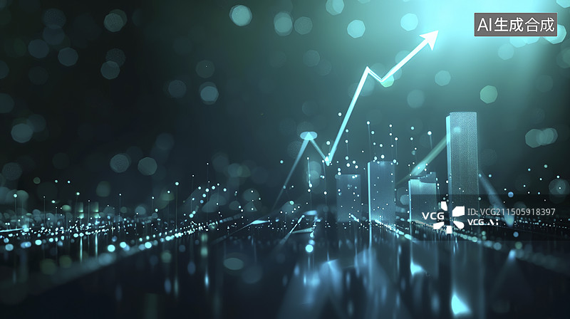 【AI数字艺术】一路上涨的数据k线图图片素材