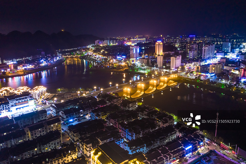 中国安徽徽州古城夜景图片素材