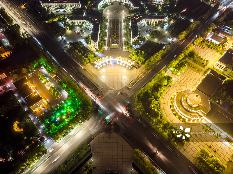 河南济源城市夜景航拍图片素材