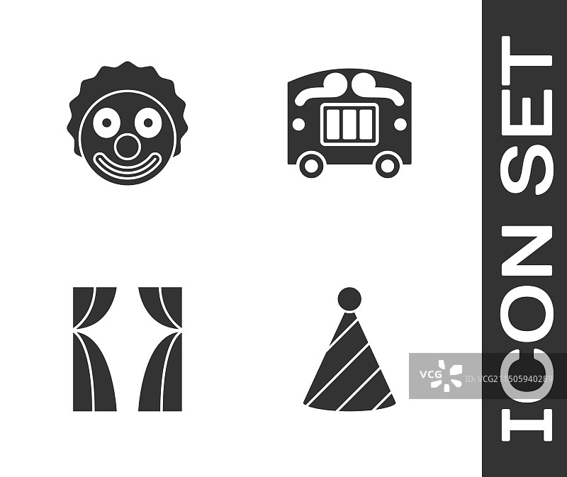 派对帽小丑头马戏团帷幕拉起套装图片素材