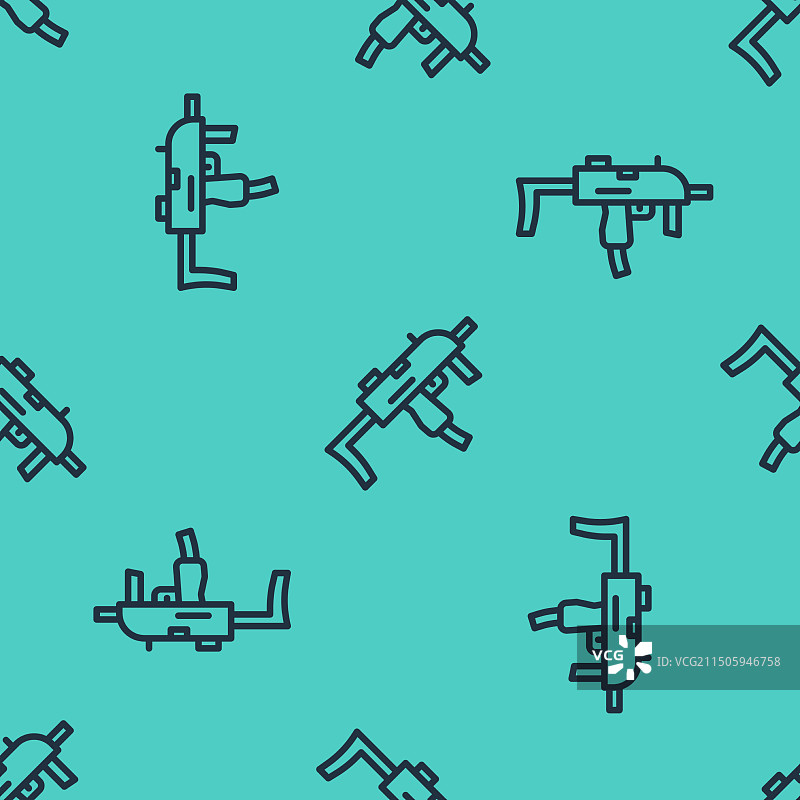 黑色线条MP9冲锋枪图标图片素材