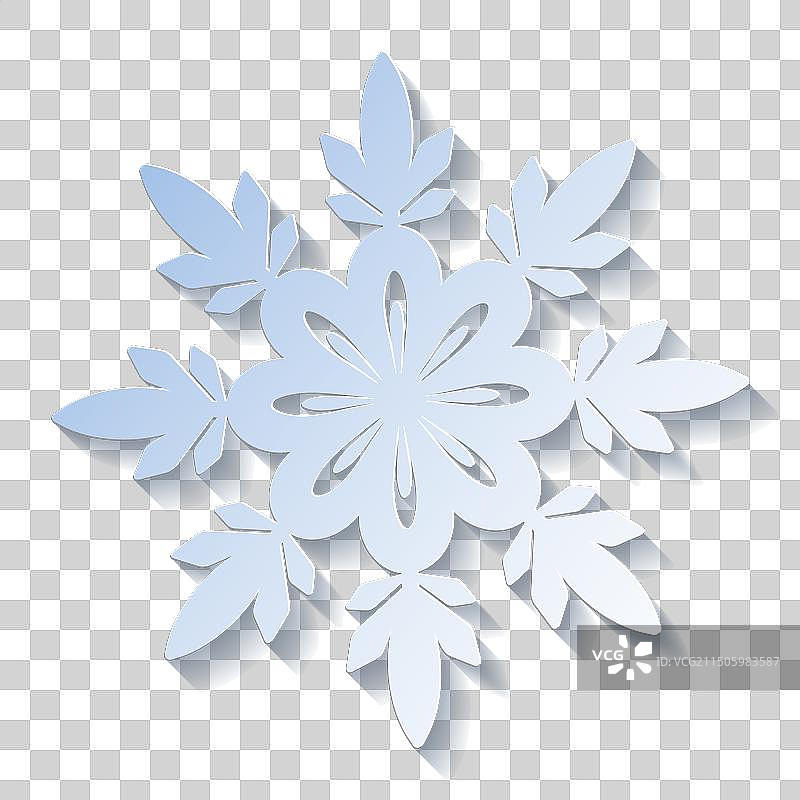 白色圣诞剪纸3D雪花图片素材