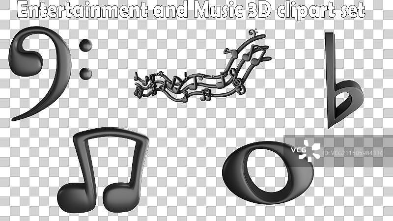 音符剪贴画元素3D渲染音乐图片素材