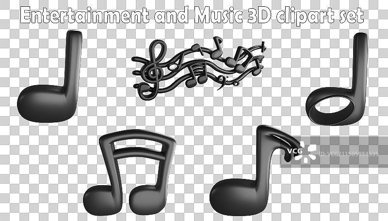 音符剪贴画元素3D渲染音乐图片素材