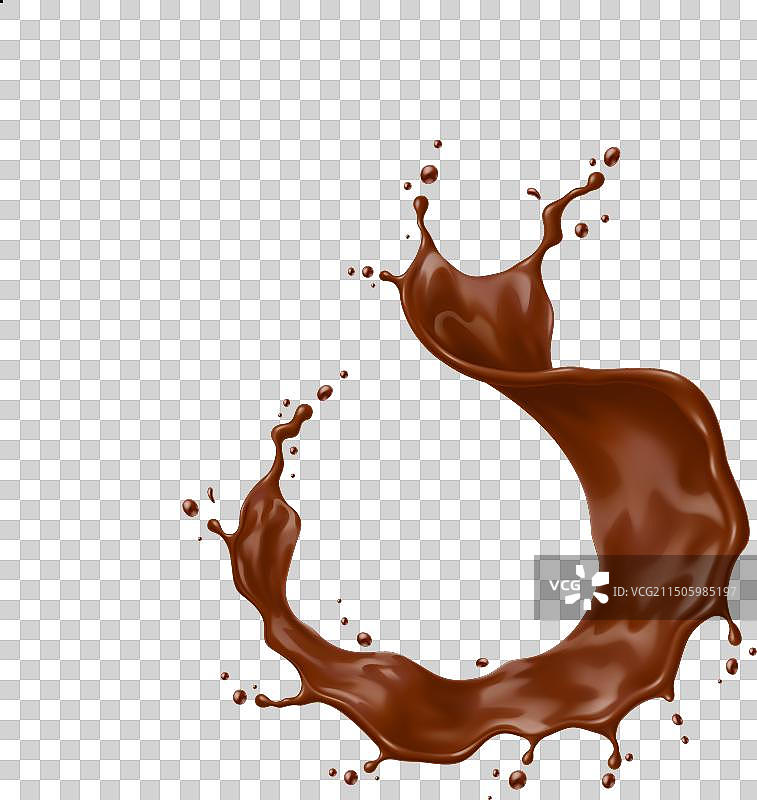 逼真巧克力饮料漩涡飞溅波浪流动图片素材
