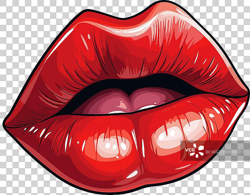 涂着口红的红色嘴唇图片素材