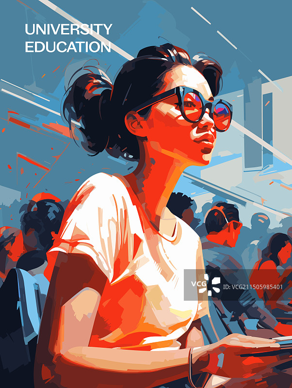 学院里的时尚女学生图片素材