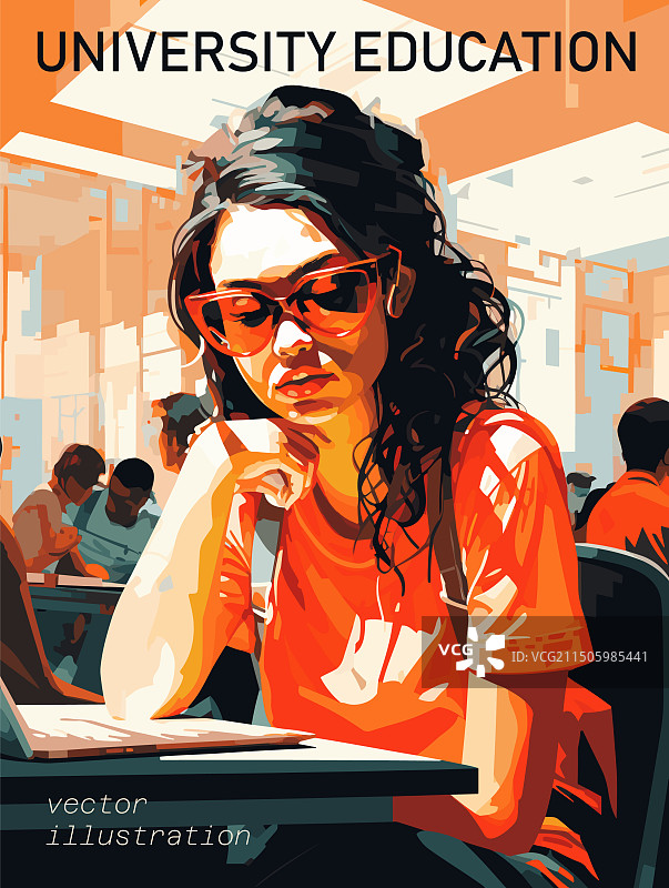 学院里的时尚女学生图片素材