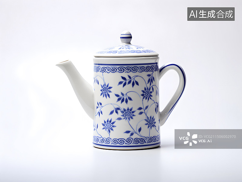 【AI数字艺术】中国风青花瓷茶壶图片素材