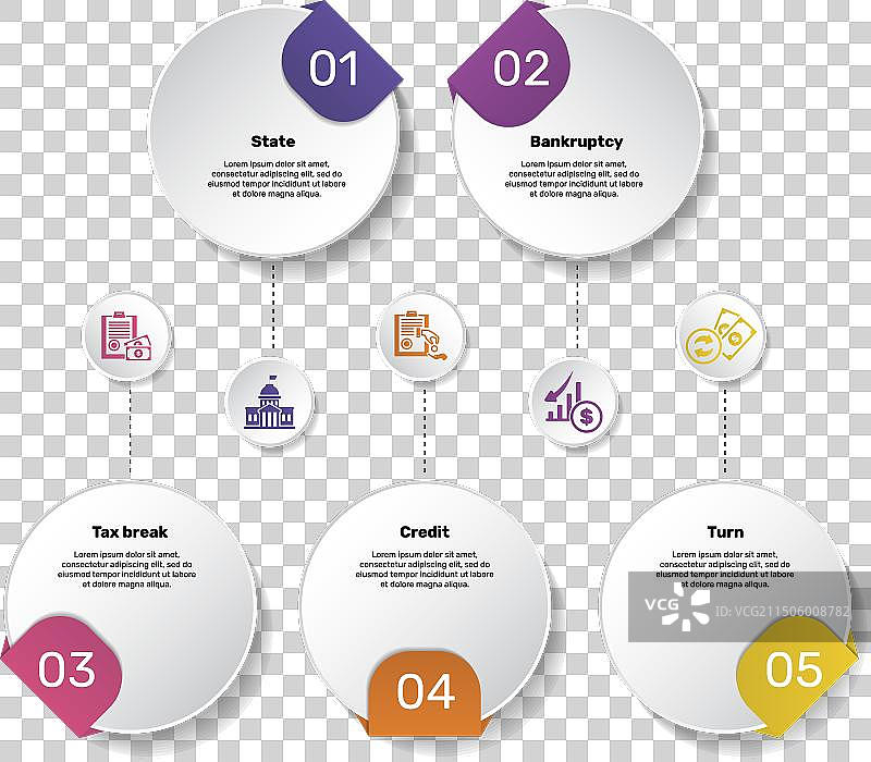 带有危机主题图标的10步信息图表图片素材