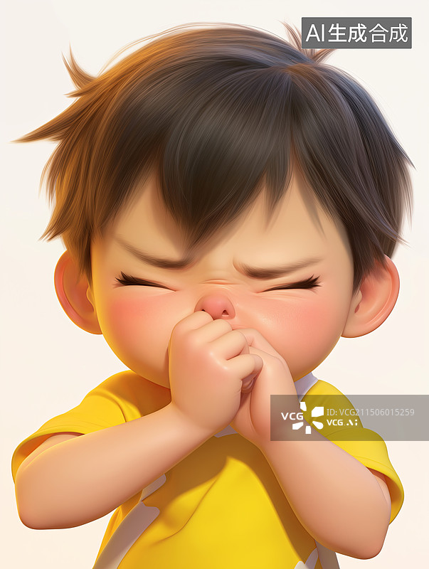 【AI数字艺术】生病戴口罩的3D人物元素图片素材