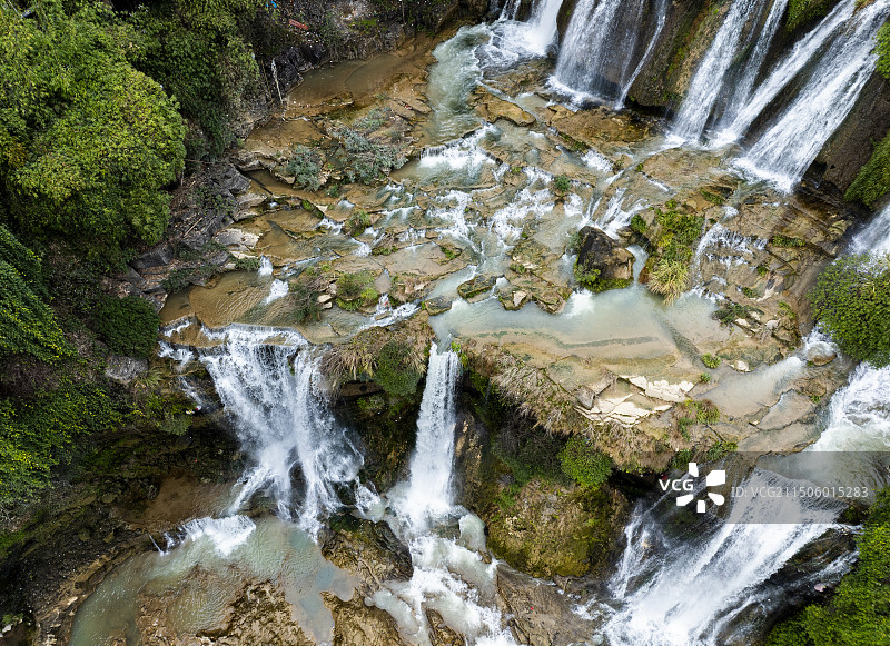 湘西芙蓉镇大瀑布航拍图片素材