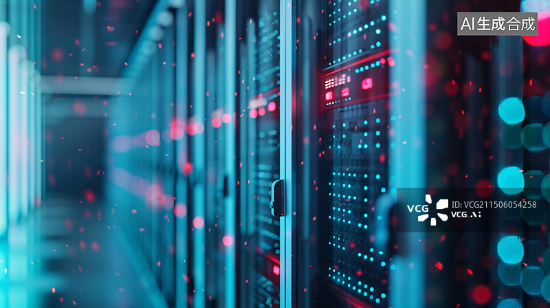 【AI数字艺术】服务器机房数据中心备份托管商业金融背景图片素材