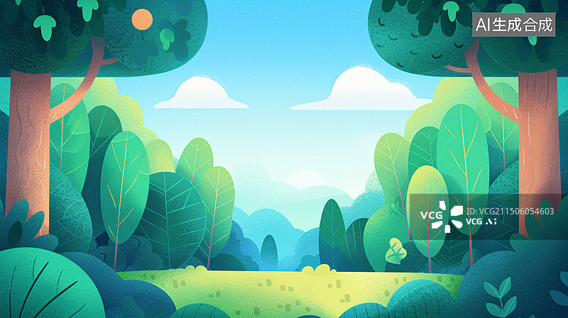 【AI数字艺术】森林风景旅游唯美自然场景户外季节节气插画图片素材