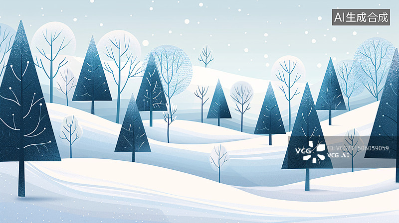 【AI数字艺术】立冬节气冬天森林大雪户外旅行节日场景插画图片素材