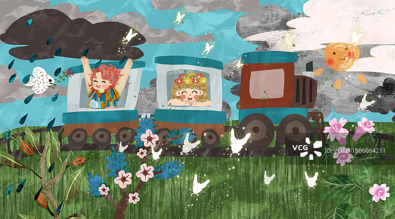 人生旅程的火车插画图片素材