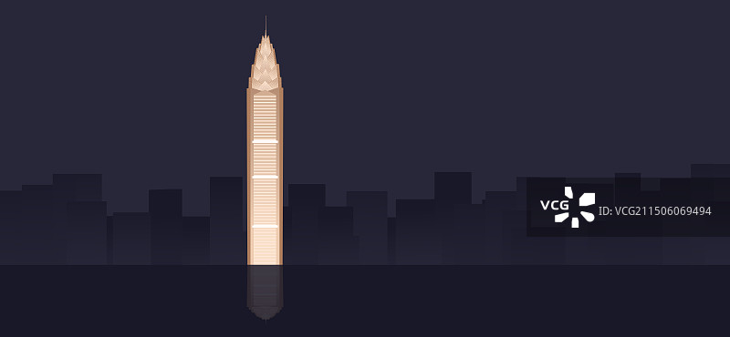 温州世贸中心大厦矢量插画，黑金浙江省温州市高端庆典插画图片素材