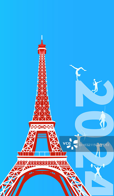 法国巴黎奥运会插画，埃菲尔铁塔图片素材