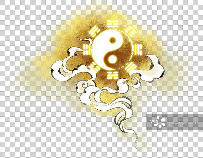 太极八卦与祥云元素图片素材