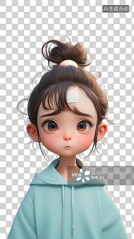 【AI数字艺术】戴着口罩生病的小女孩图片素材