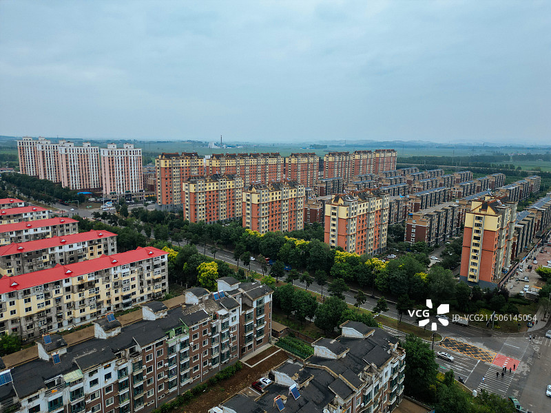 灯塔市 沈营街 葛西河公园 大市场购物中心 航拍图片素材