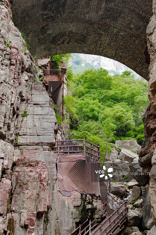 云台山红石峡子房湖水库水坝图片素材