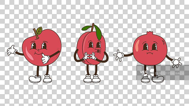 时髦风格的水果和浆果套装图片素材