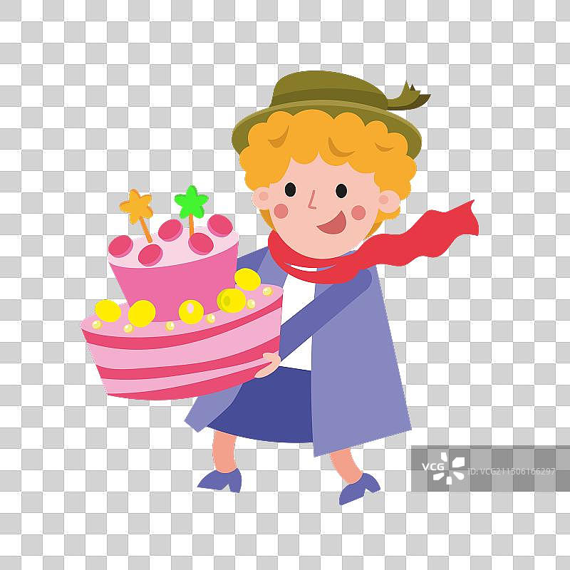 戴着帽子拿着蛋糕的可爱奶奶图片素材