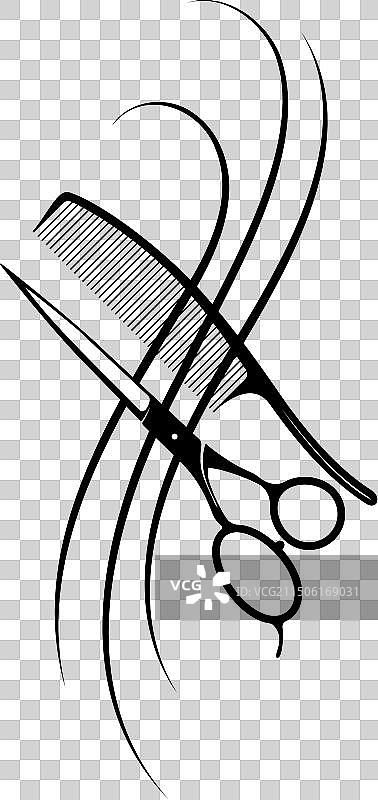 卷发和剪刀梳子精美设计图片素材