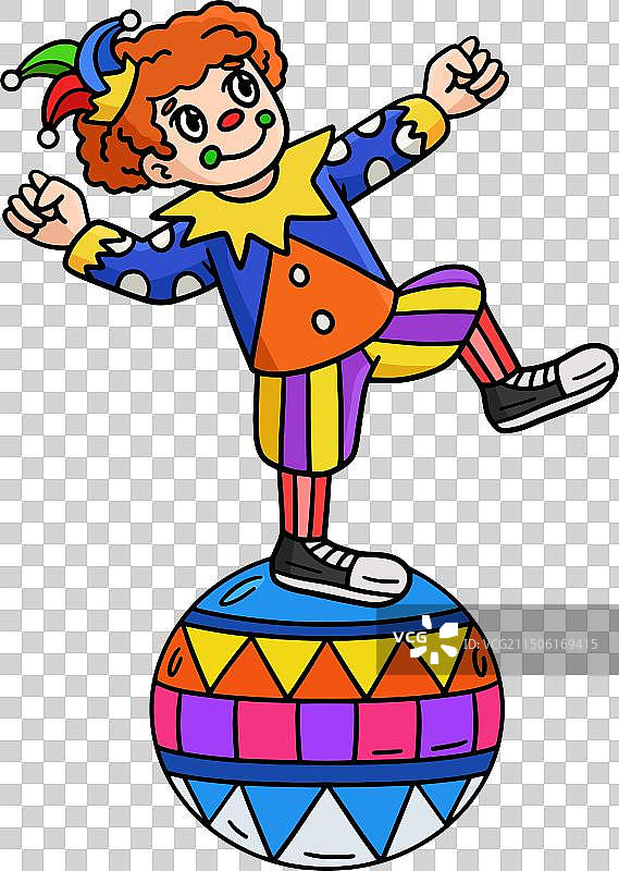 球上的马戏团小丑卡通剪贴画图片素材